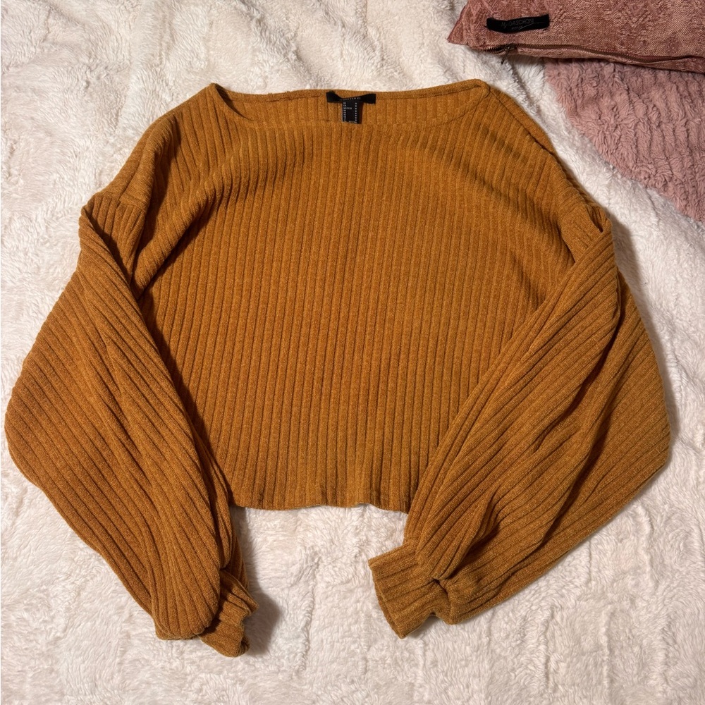 Forever 21 Ribbed Cropped Sweater in Mustard